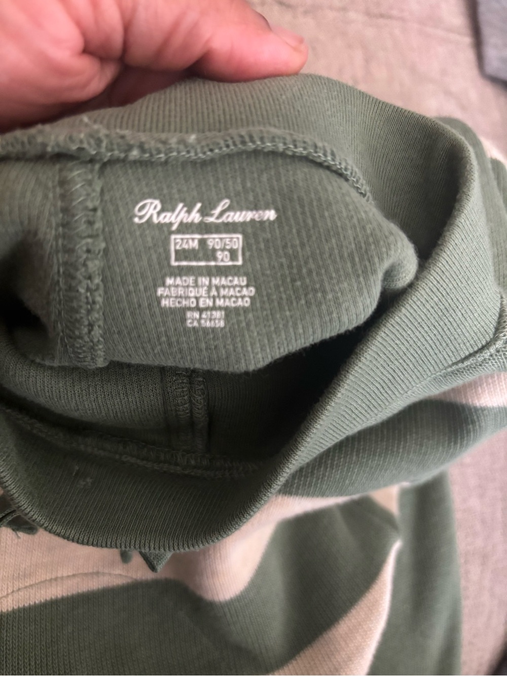 Ralph Lauren Green and Cream Striped Knit Two-Piece Set - Picture 4 of 6